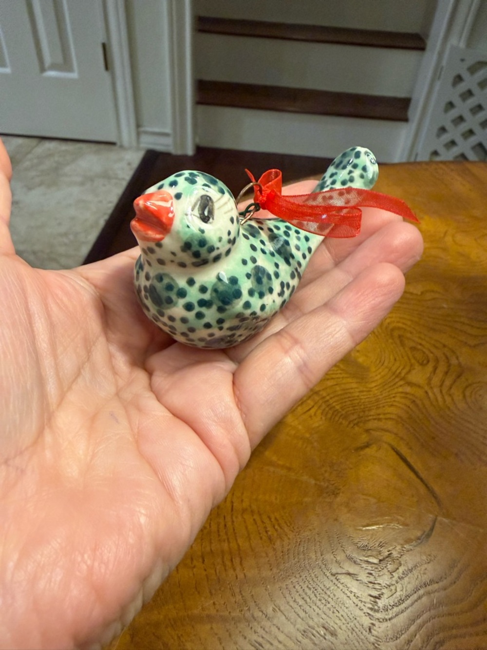 Kalich Polish Pottery Hand painted Pottery Bird Ornament Spring  Decor